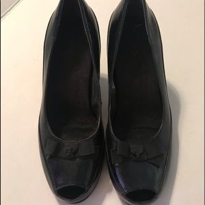 Bass Black Peep toe pumps 3” heels